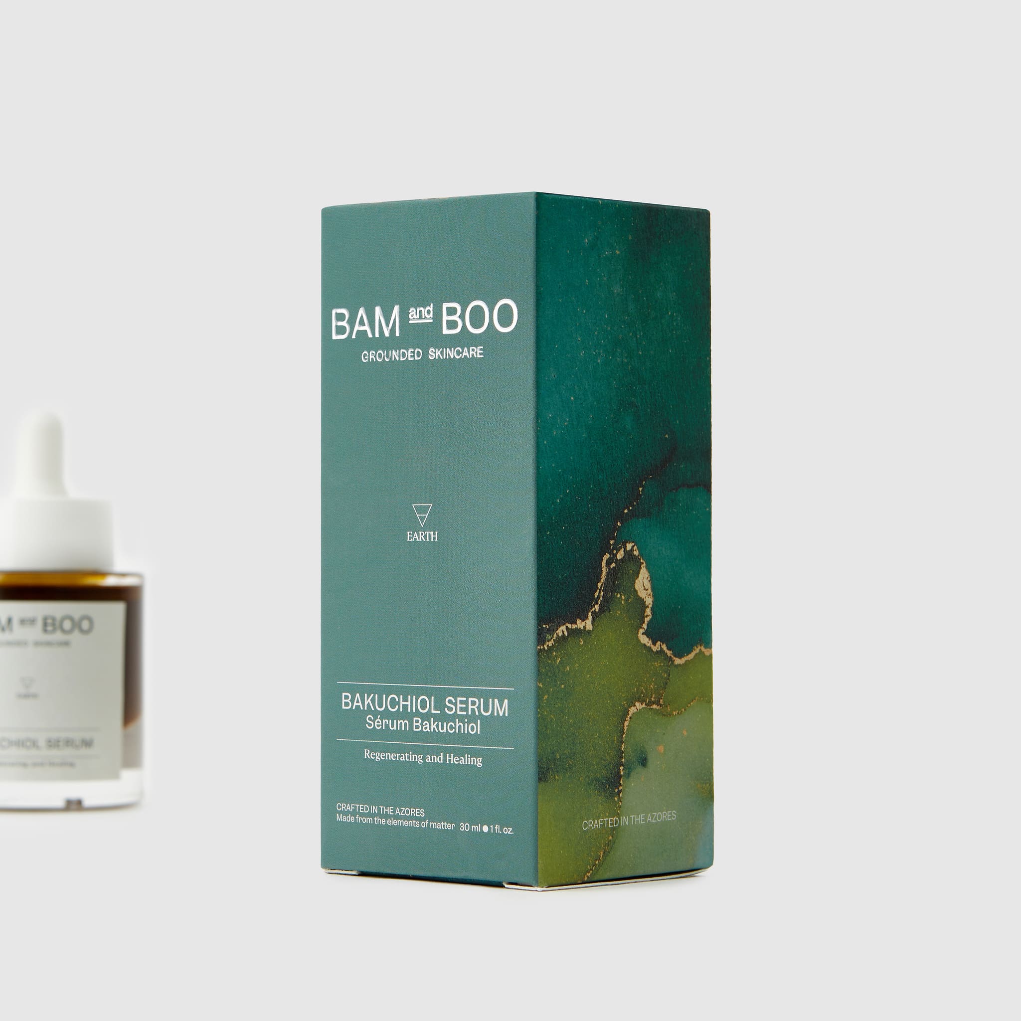 Bakuchiol Serum - Pack Shot Product Packaging Detail - BAMandBOO Grounded Skincare Azores