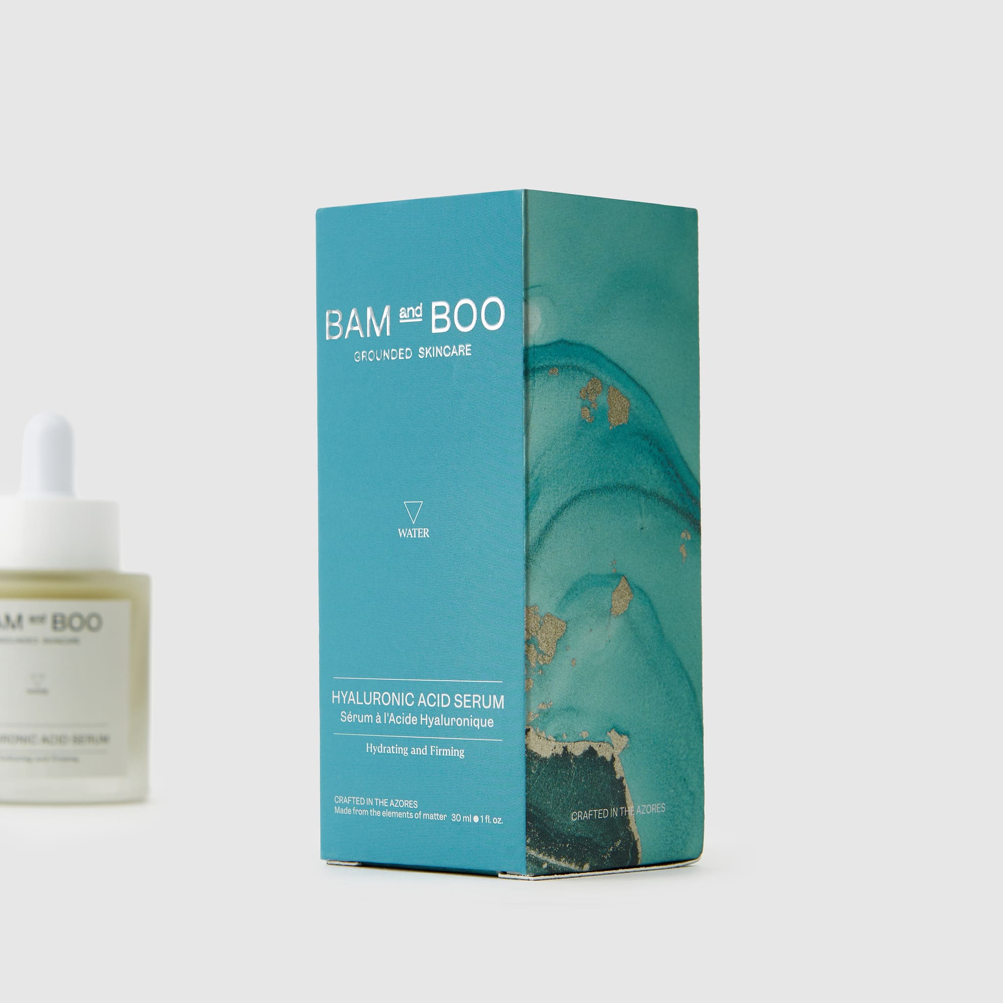 Hyaluronic Acid Serum - Pack Shot Product Packaging Detail - BAMandBOO Grounded Skincare Azores