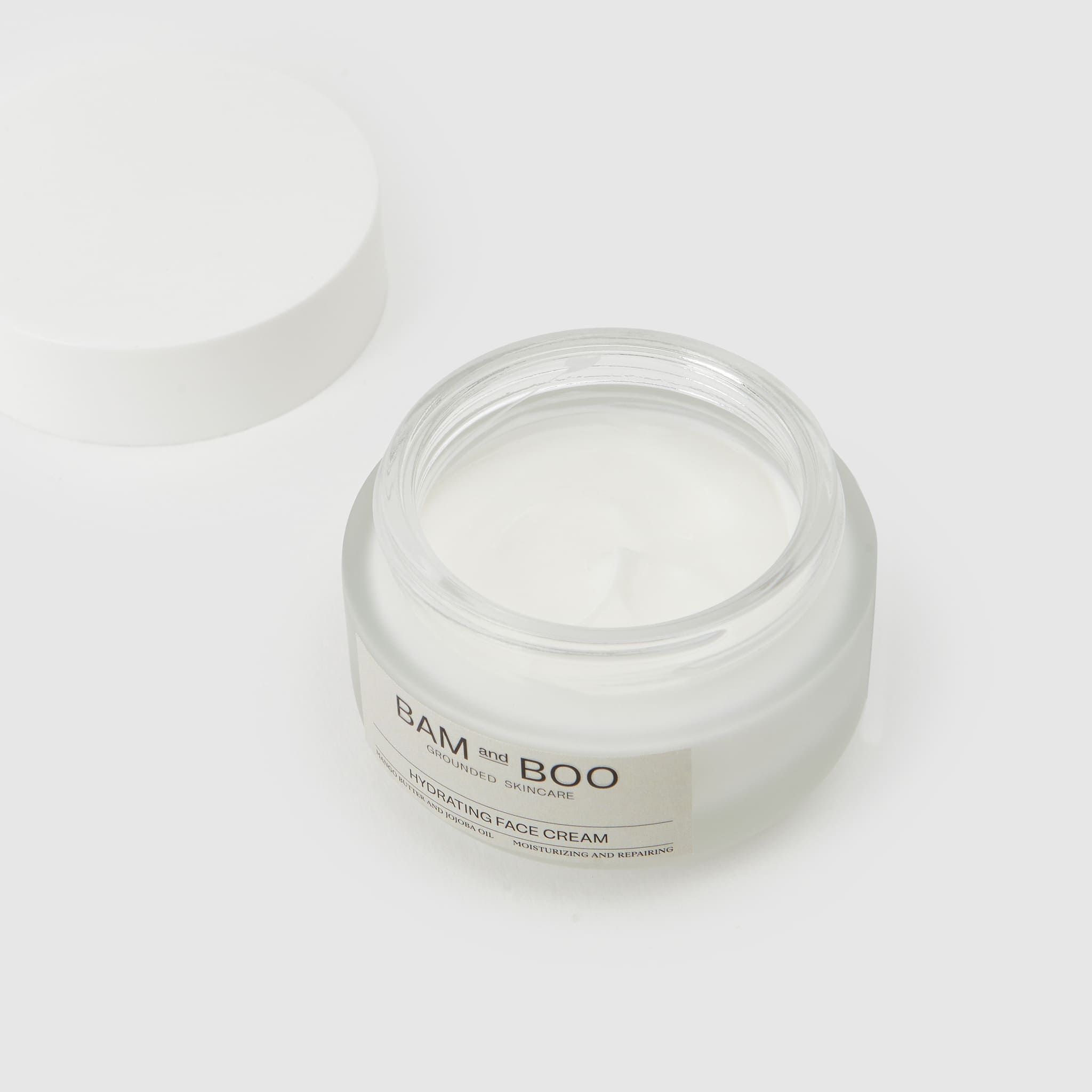 Hydrating Face Cream - Pack Shot Product Open Jar Texture - BAMandBOO Grounded Skincare Azores