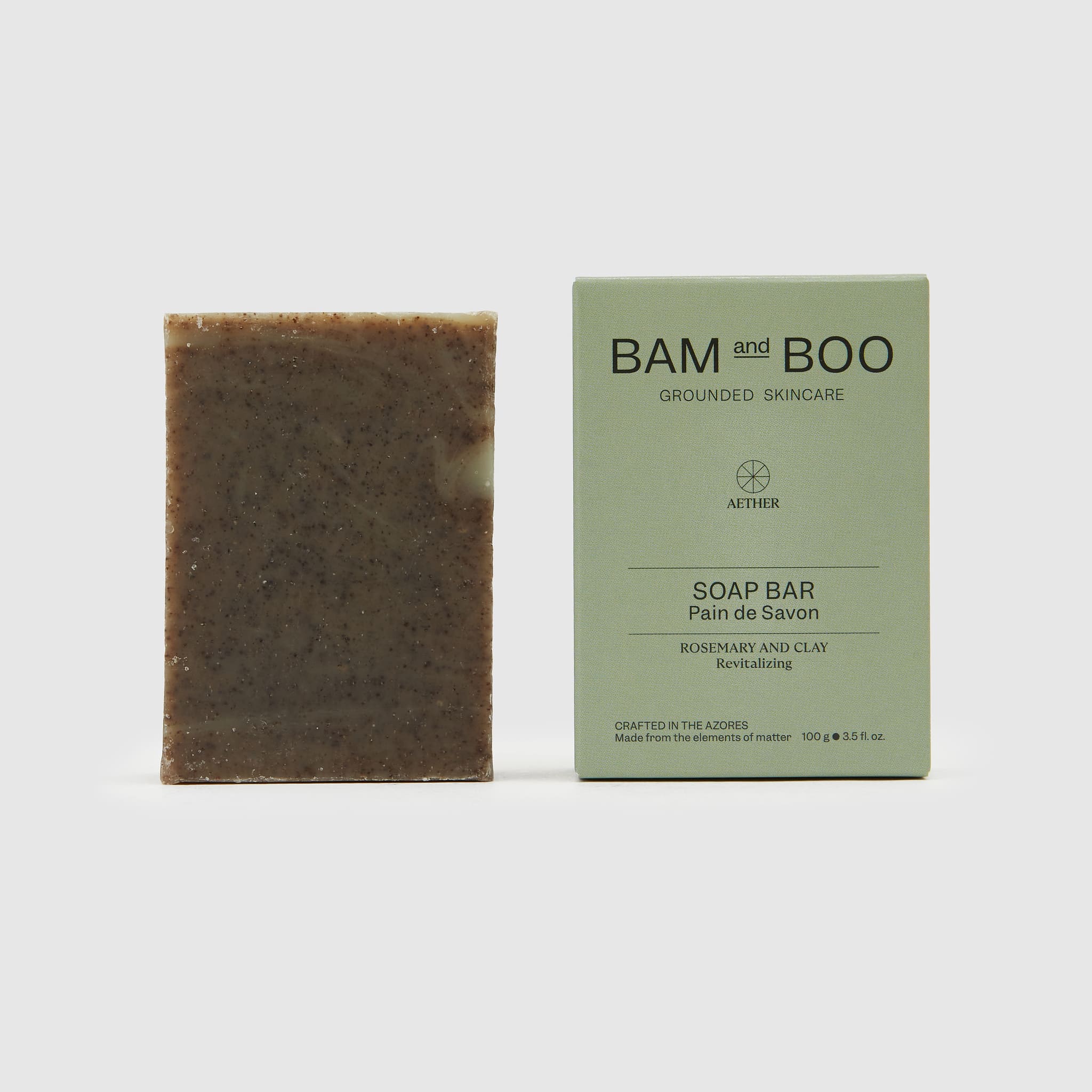 Soap Bar - Rosemary and Clay - Pack Shot Product Packaging - BAMandBOO Grounded Skincare Azores