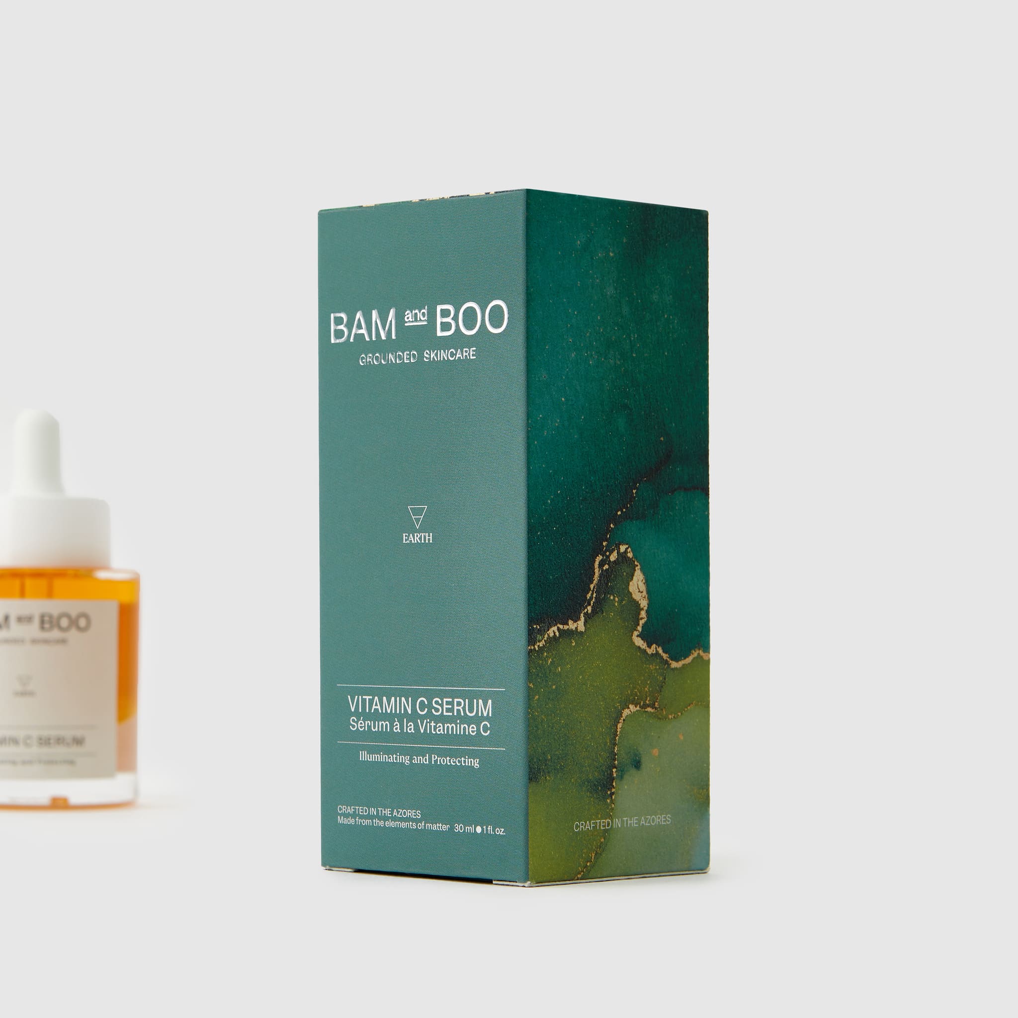 Vitamin C Serum - Pack Shot Product Packaging Detail - BAMandBOO Grounded Skincare Azores